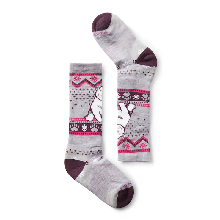 Smartwool Merino Socks Kids' Wintersport Polar Bear Pattern Over The Calf Socks