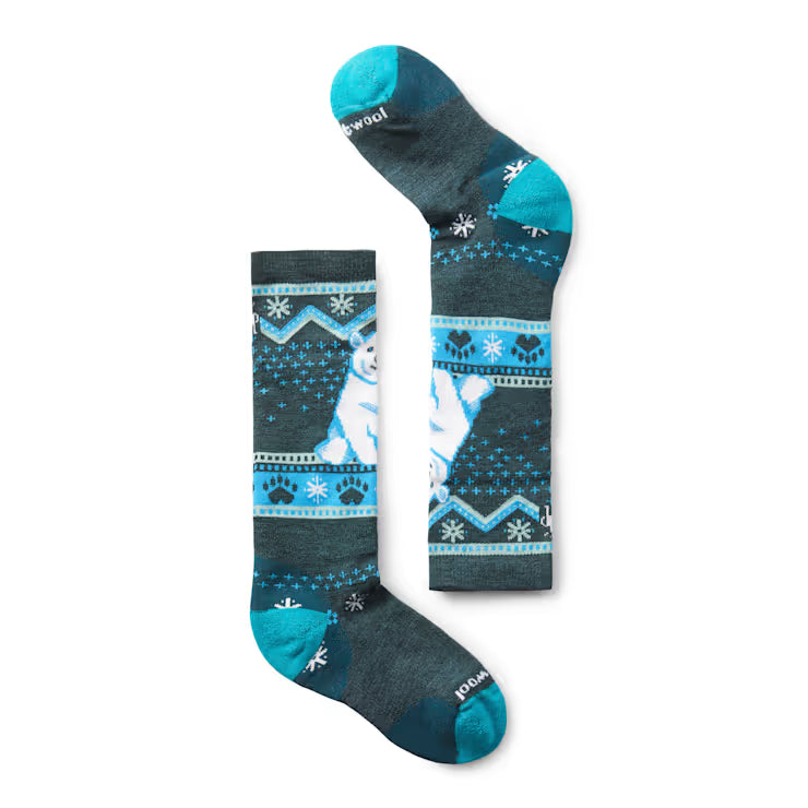 Smartwool Merino Socks Kids' Wintersport Polar Bear Pattern Over The Calf Socks