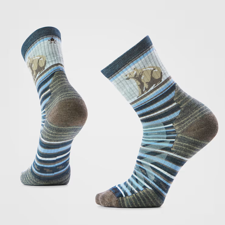 Smartwool Merino Socks Hike Bear Stripe Mid Crew Socks