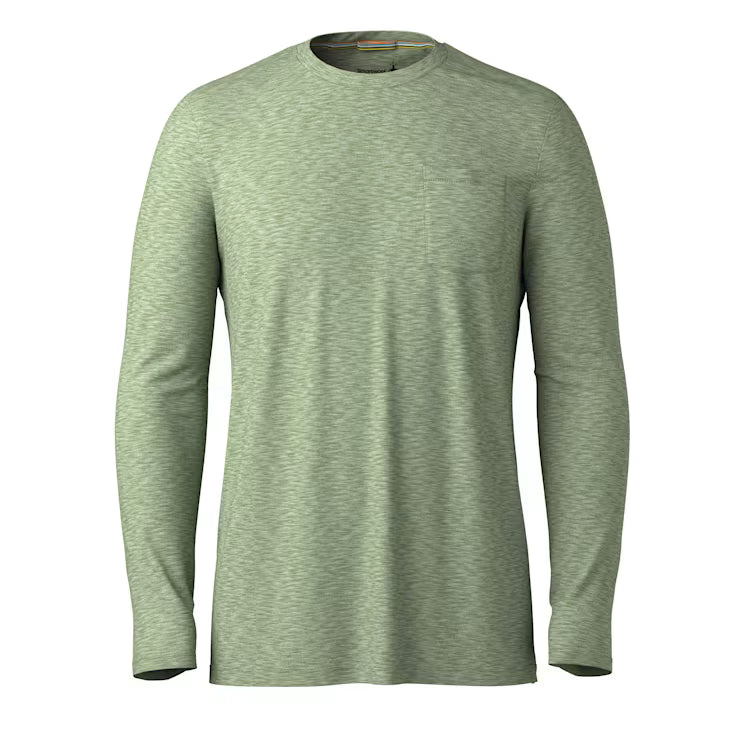 Smartwool Merino Socks Men's Everyday Exploration Merino Long Sleeve Pocket Tee - Image 3